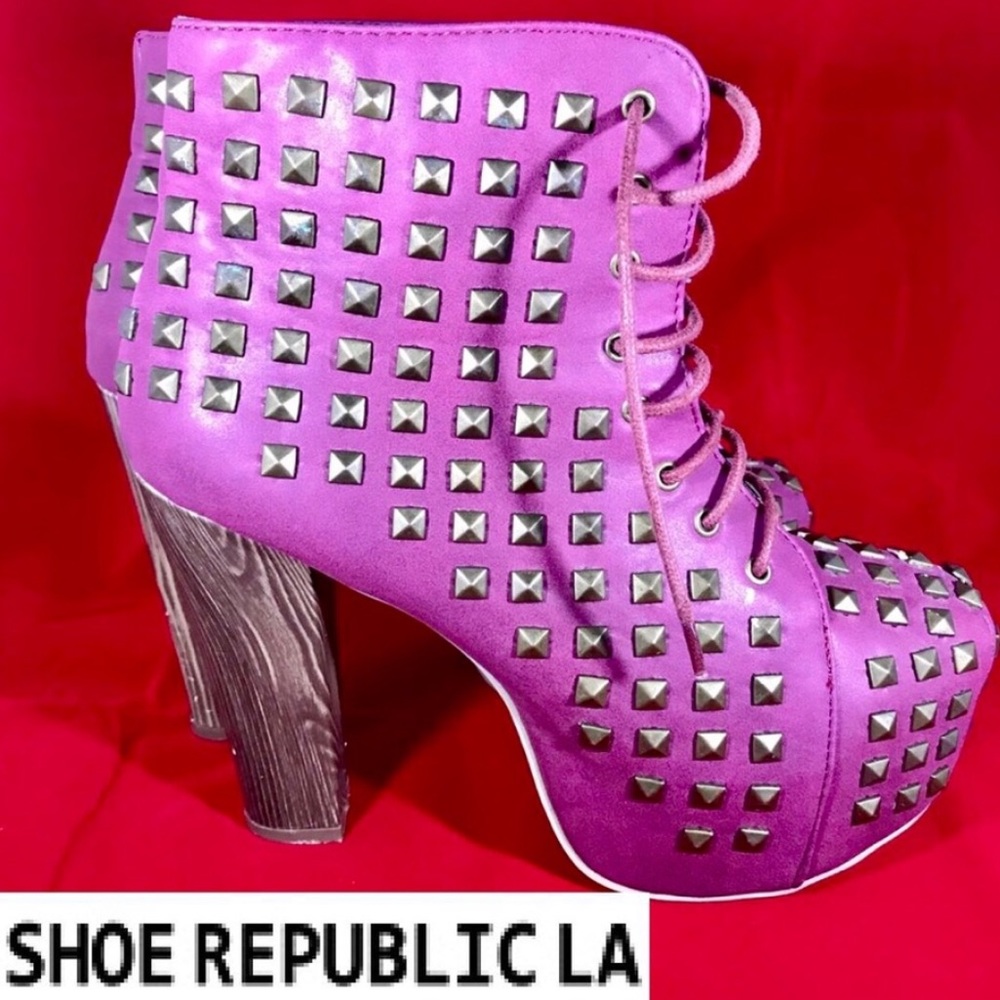 Shoe Republic LA | Pink Spiky Platform Booties